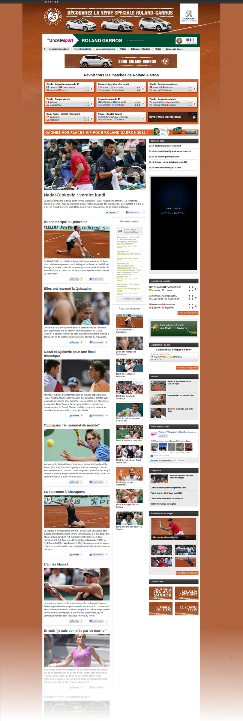 Homepage - View finished matches, switches to live matches in daytime